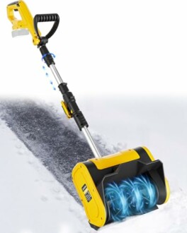 Cordless snow shovel clearing a path