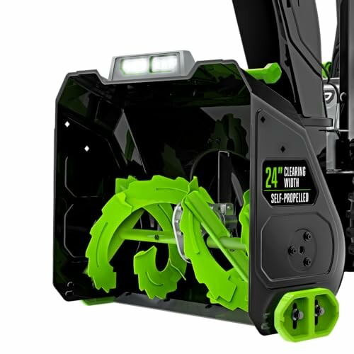 Electric snow blower with green dual auger design and LED light