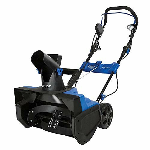 Electric snow blower with blue and black design