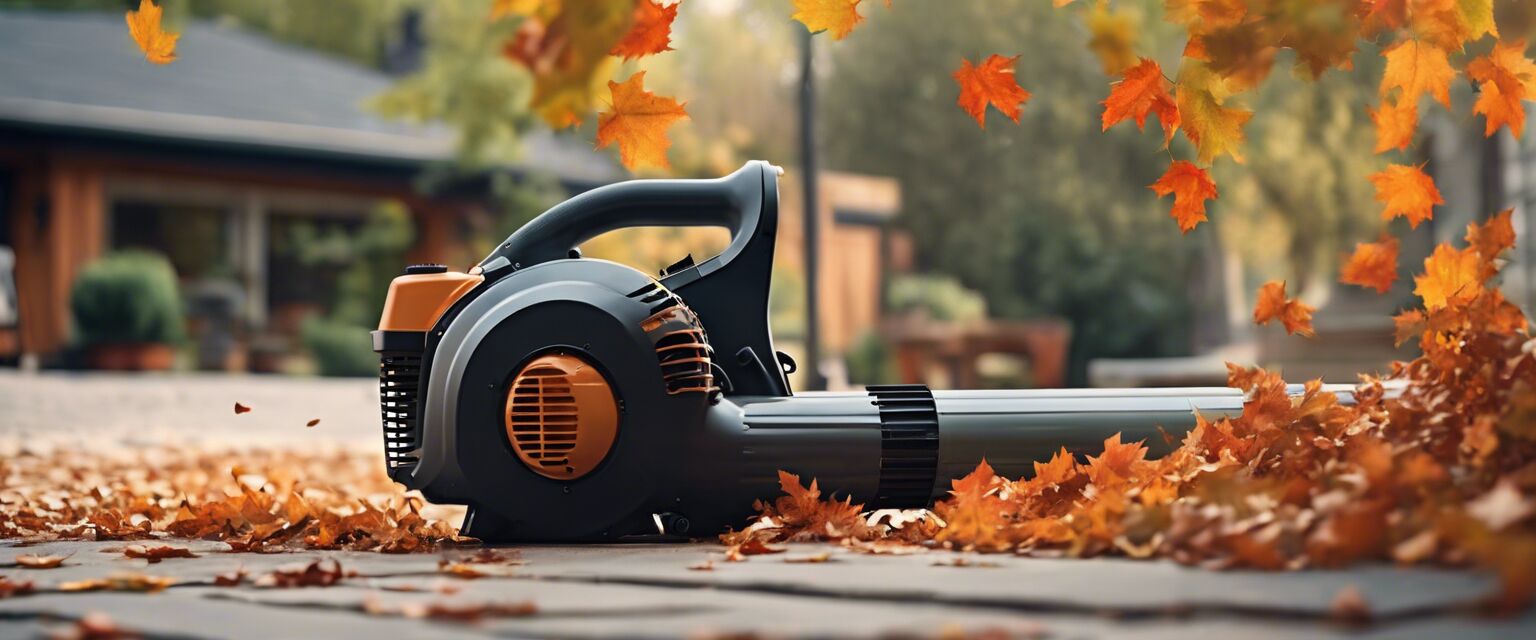 Gas leaf blower on a patio.