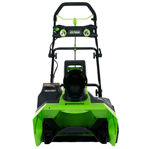 Front view of a Greenworks snow blower