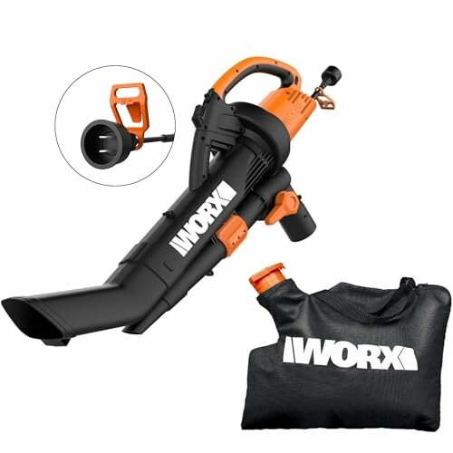 WORX electric leaf blower and vacuum with collection bag.